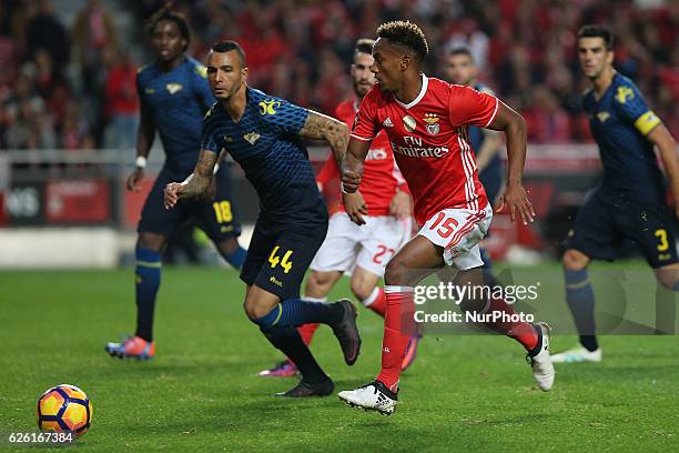 Benficas forward Andre Carrillo from Peru during Premier League 2016/17 match between SL Benfica and Moreirense FC, at Estadio da Luz in Lisbon on...