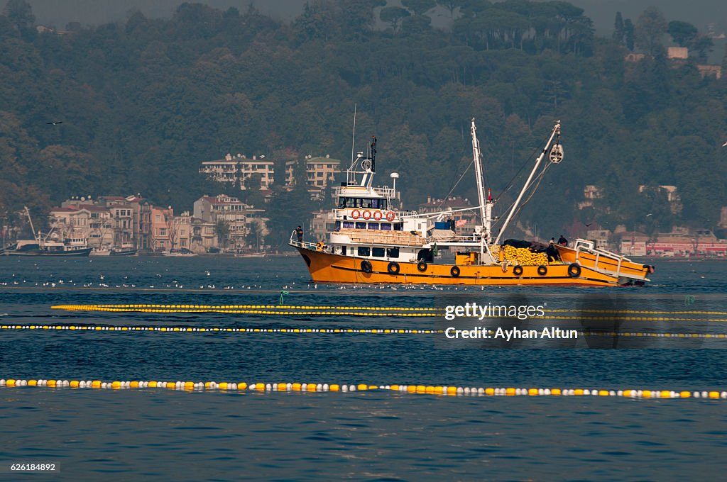Fishing Boat on the Bosphorus, Istanbul,Turkey