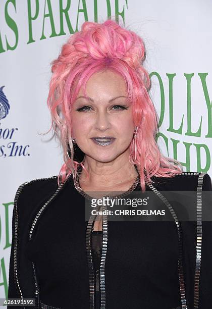 Cindy Lauper attends the 85th annual Hollywood Christmas parade on Hollywood Boulevard in Hollywood, on November 27, 2016. / AFP / CHRIS DELMAS