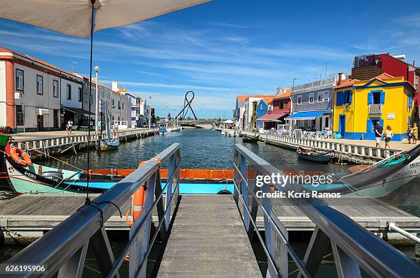 bay of aveiro ports on sunny day and blue sky in portugal - distrito de aveiro fotografías e imágenes de stock