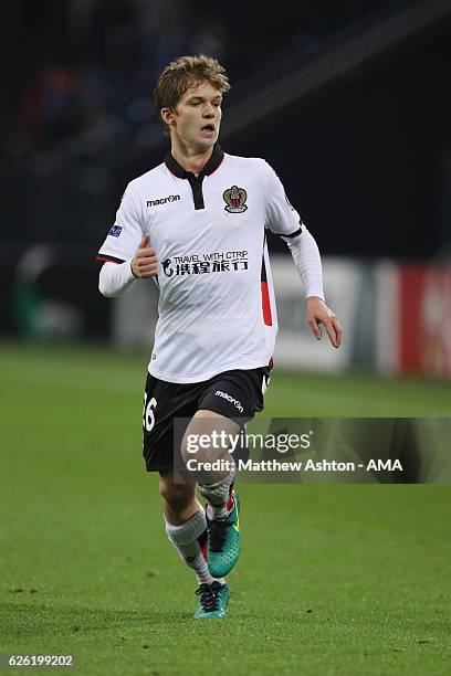 Vincent Koziello of Nice during the UEFA Europa League match between FC Schalke 04 and OGC Nice at Veltins-Arena on November 24, 2016 in...