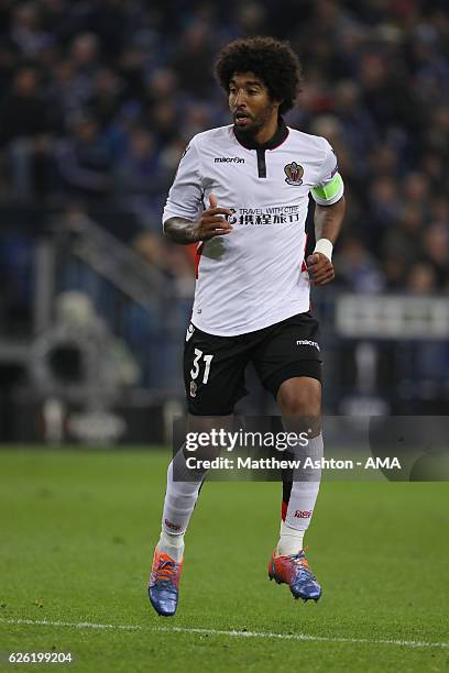 Dante of Nice during the UEFA Europa League match between FC Schalke 04 and OGC Nice at Veltins-Arena on November 24, 2016 in Gelsenkirchen, North...