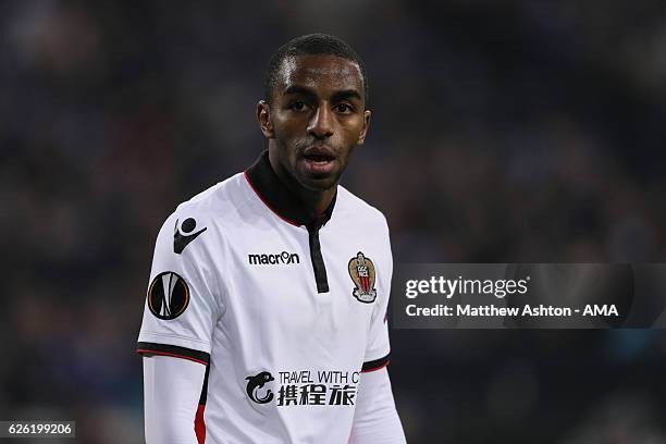 Ricardo Pereira of Nice during the UEFA Europa League match between FC Schalke 04 and OGC Nice at Veltins-Arena on November 24, 2016 in...