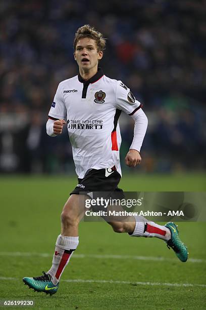 Vincent Koziello of Nice during the UEFA Europa League match between FC Schalke 04 and OGC Nice at Veltins-Arena on November 24, 2016 in...