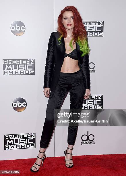 Actress Bella Thorne arrives at the 2016 American Music Awards at Microsoft Theater on November 20, 2016 in Los Angeles, California.