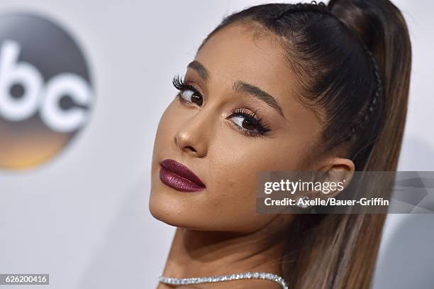 Singer Ariana Grande arrives at the 2016 American Music Awards at Microsoft Theater on November 20, 2016 in Los Angeles, California.