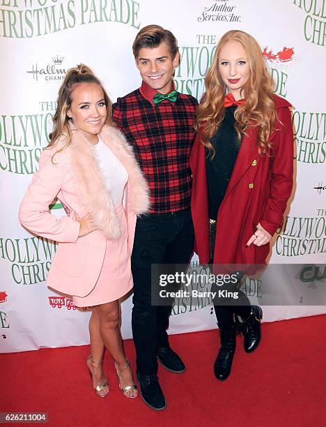 Actress Jennifer Veal, actor Garrett Clayton and actress Elizabeth Stanton attend the 85th Annual Hollywood Christmas Parade on November 27, 2016 in...