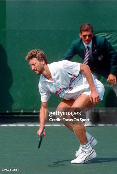 Miloslav Mecir of Czechoslovakia in action during a match in the Men's 1988 US Open Tennis Championships circa 1988 at the National Tennis Center in...