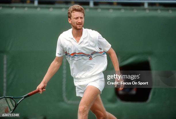 Miloslav Mecir of Czechoslovakia in action during a match in the Men's 1988 US Open Tennis Championships circa 1988 at the National Tennis Center in...