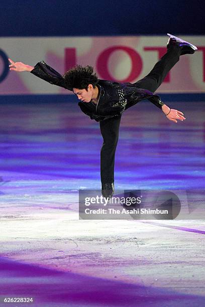 Keiji Tanaka of Japan performs in the gala exhibition during the ISU Grand Prix of Figure Skating NHK Trophy at Makomanai Ice Arena on November 27,...