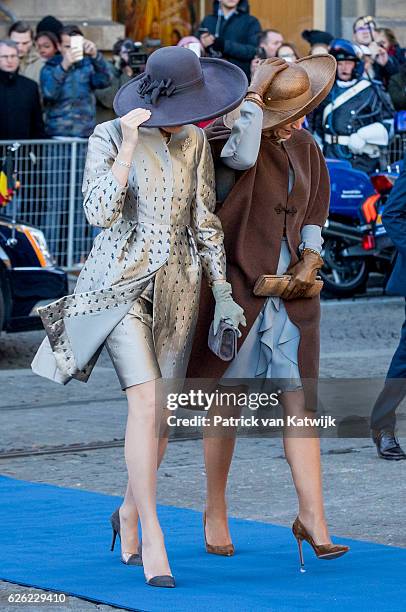 King Willem-Alexander and Queen Maxima of the Netherlands welcome King Philippe and Queen Mathilde during an official welcome ceremony at the Dam...