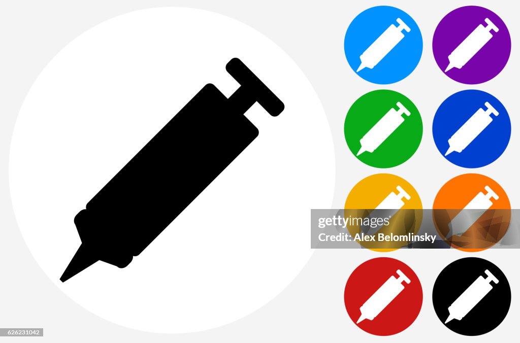 Icono de sellador de pegamento SilIcon en los botones de círculo de color plano