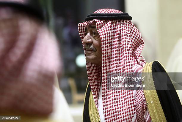 Prince Muqrin bin Abdulaziz, former deputy premier of Saudi Arabia, walks through the interior of the King Abdulaziz Center for World Culture during...