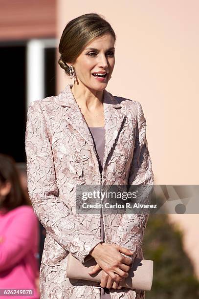 Queen Letizia of Spain attends Joan Miro: 'Materiality and Metamorphosis' exhibition at the Serralves Foundation during her official visit to...