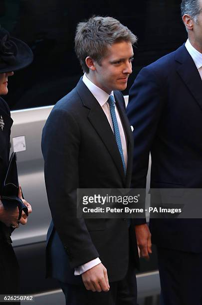 The 7th Duke of Westminster, Hugh Grosvenor, arriving for a memorial service to celebrate the life of his father, the sixth Duke of Westminster at...