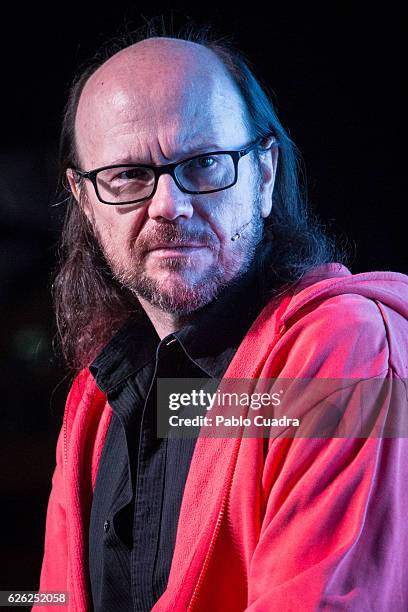 Actor and director Santiago Segura speaks on stage to present ON BANK at Principe Pio theatre on November 28, 2016 in Madrid, Spain.