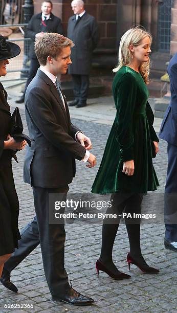 The 7th Duke of Westminster, Hugh Grosvenor, and Lady Viola Grosvenor arriving for a memorial service to celebrate the life of their father, the...