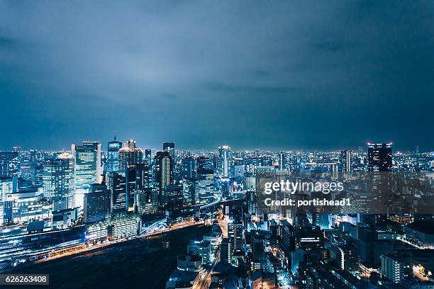 cidade noturna de osaka, japão - osaka - fotografias e filmes do acervo