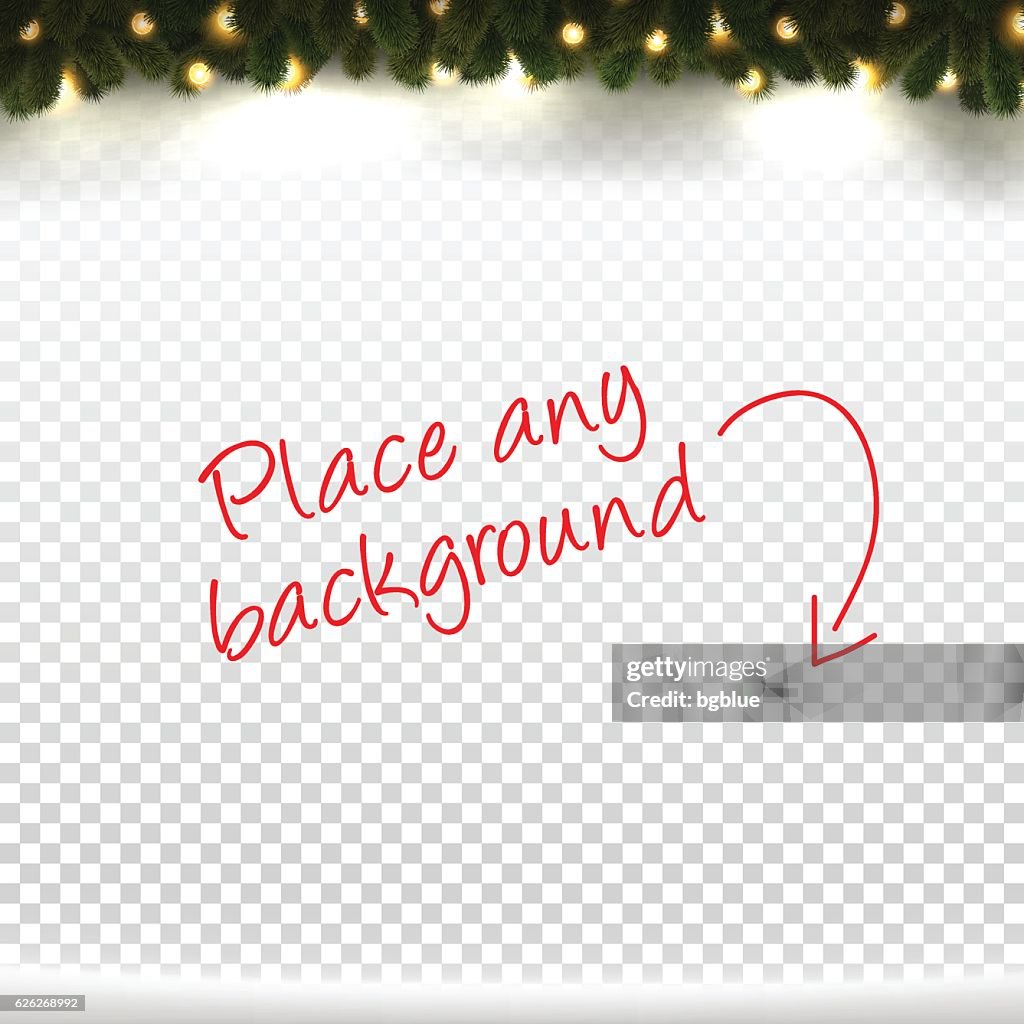 Bright garland and snow for design - Blank Background