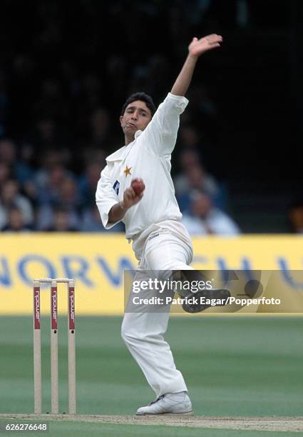 Azhar Mahmood bowling for Pakistan during the 1st Test match between England and Pakistan at Lord's Cricket Ground, London, 18th May 2001.