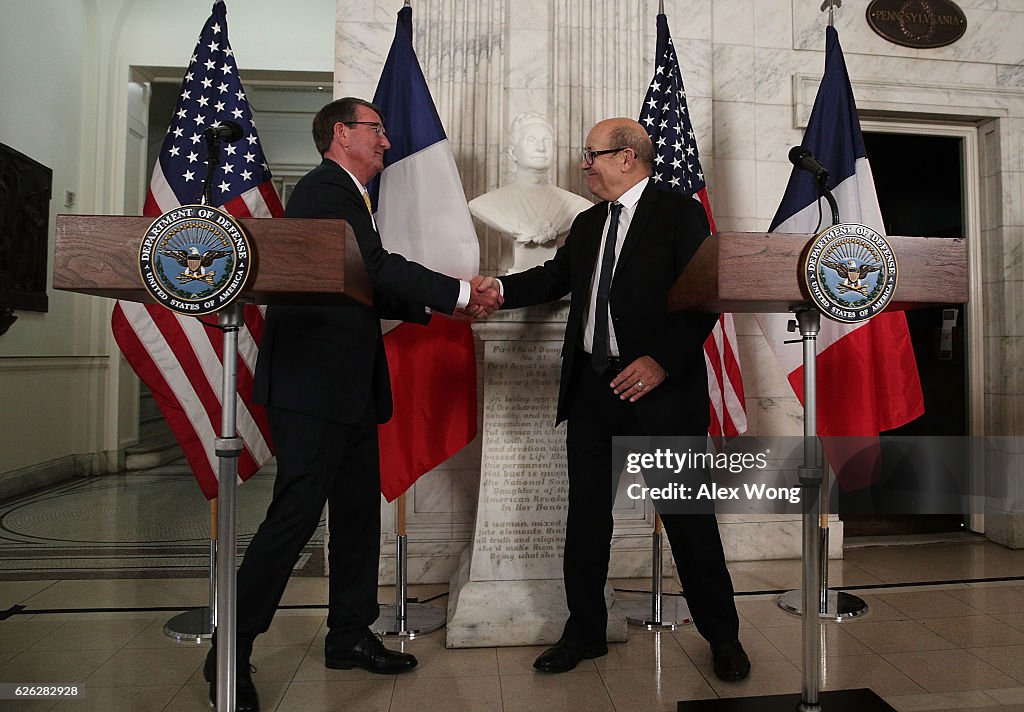 Ash Carter Meets With French Defense Minister Jean-Yves Le Drian In Washington