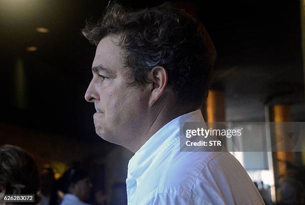 Antonio Castro Soto del Valle, Cuban revolutionary leader Fidel Castro's son, arrives at Jose Marti's memorial to pay his last respects to his father...