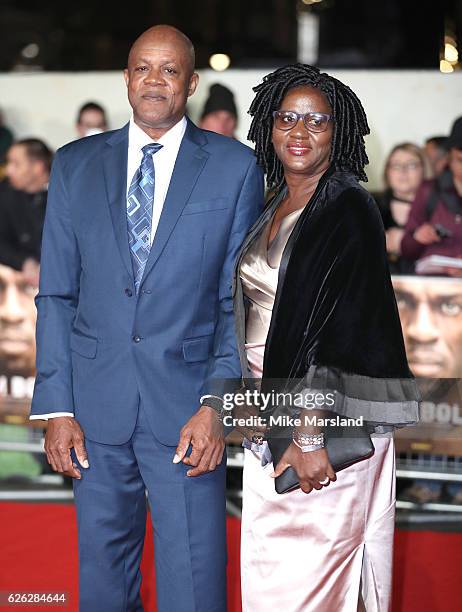 Wellesley Bolt and Jennifer Bolt attend the World Premiere of "I Am Bolt" at Odeon Leicester Square on November 28, 2016 in London, England.