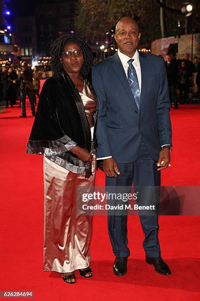 Jennifer Bolt and Wellesley Bolt attend the World Premiere of "I Am Bolt" at Odeon Leicester Square on November 28, 2016 in London, England.