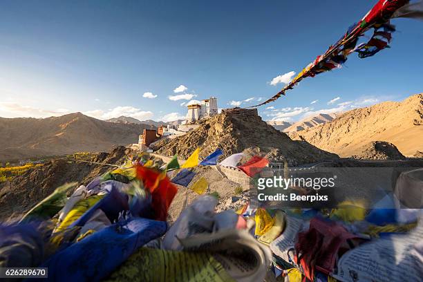 namgyal tsemo gompa in the evening before the sunset. ladakh, india. - himalaya building stock pictures, royalty-free photos & images