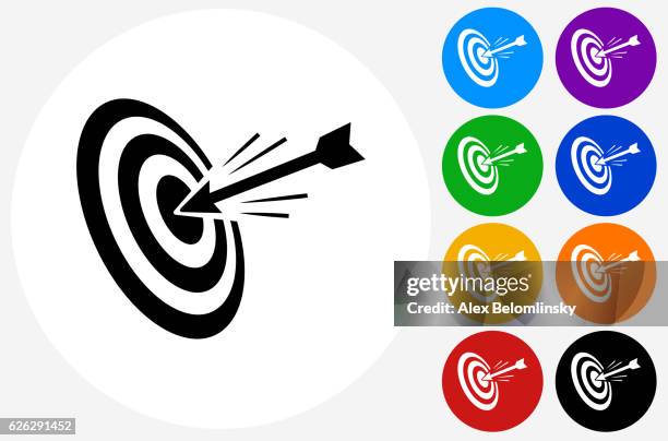illustrations, cliparts, dessins animés et icônes de frapper l’icône cible sur les boutons de cercle de couleur plate - cible militaire
