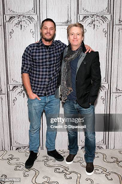 Travis Fimmel and Linus Roache attend the Build Series to discuss"Vikings" at AOL HQ on November 28, 2016 in New York City.