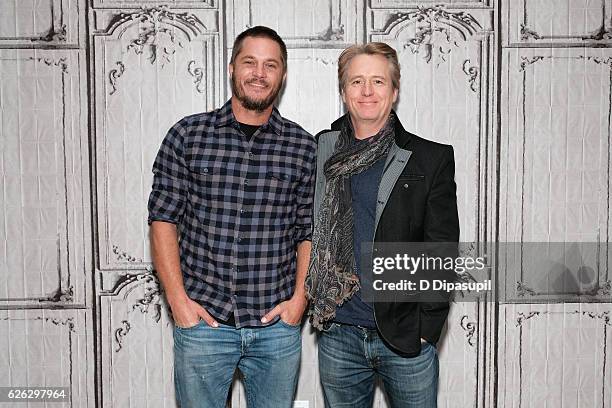 Travis Fimmel and Linus Roache attend the Build Series to discuss "Vikings" at AOL HQ on November 28, 2016 in New York City.