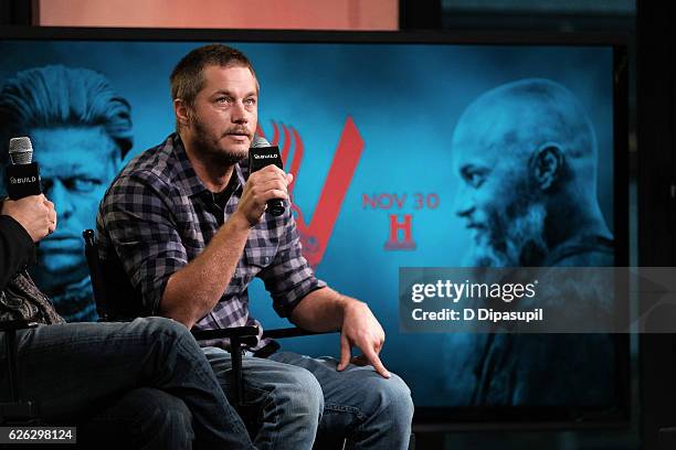 Travis Fimmel attends the Build Series to discuss "Vikings" at AOL HQ on November 28, 2016 in New York City.