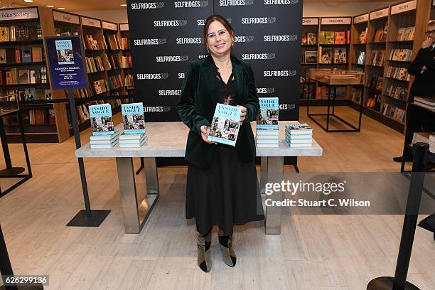 Alexandra Shulman signs copies of her latest book 'Inside Vogue: A Diary of my 100th year' at Selfridges on November 28, 2016 in London, England.