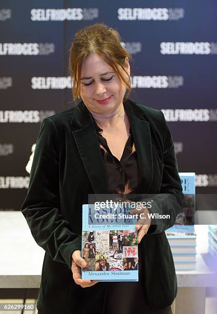 Alexandra Shulman signs copies of her latest book 'Inside Vogue: A Diary of my 100th year' at Selfridges on November 28, 2016 in London, England.