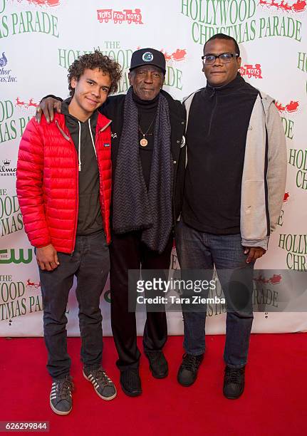 Malcolm Gossett, Actor Louis Gossett Jr. And son director/writer Satie Gossett attend the 85th Annual Hollywood Christmas Parade on November 27, 2016...
