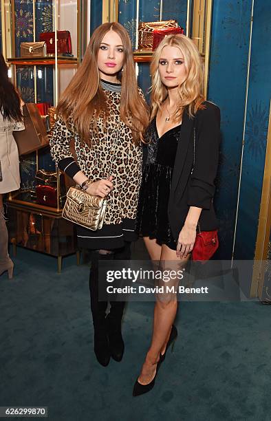 Xenia Tchoumi and Lottie Moss attend as Bulgari celebrates the opening of the Selfridges Pop Up '"Wishes Full Of Colour" on November 28, 2016 in...