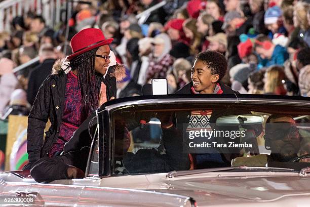 Actress Marsai Martin and actor Miles Brown attend the 85th Annual Hollywood Christmas Parade on November 27, 2016 in Hollywood, California.
