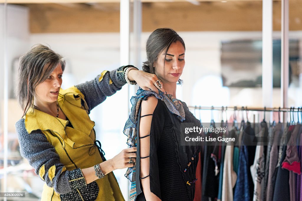 Fashion Designer making adjustment