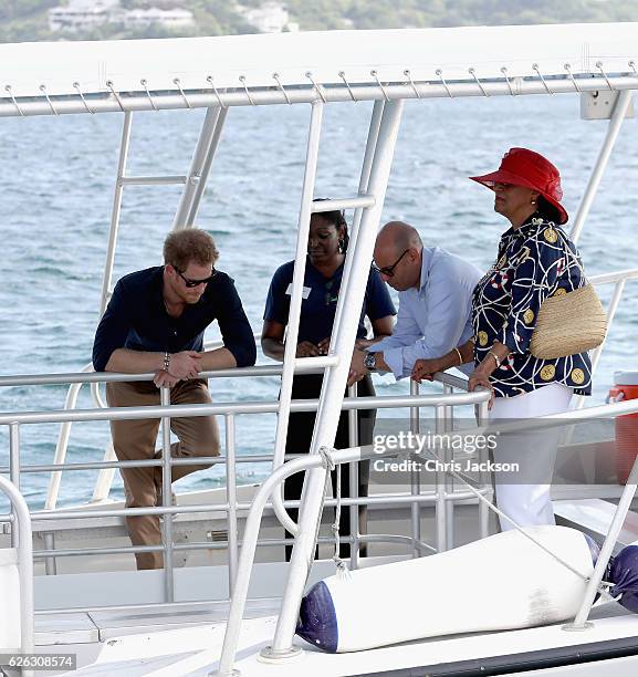 Prince Harry visits the coral reef off Grand Anse Beach as he visits mangrove restoration projects ahead of visiting the coral reef on the ninth day...