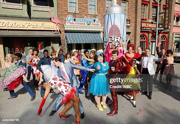 Season: 2016 -- Pictured: Ephraim Skyes as Seaweed J. Stubbs, Ariana Grande as Penny Pingleton, Maddie Baillio as Tracy Turnblad, Kristin Chenoweth...