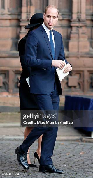 Prince William, Duke of Cambridge attends a Memorial Service for Gerald Grosvenor, 6th Duke of Westminster at Chester Cathedral on November 28, 2016...