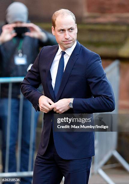 Prince William, Duke of Cambridge attends a Memorial Service for Gerald Grosvenor, 6th Duke of Westminster at Chester Cathedral on November 28, 2016...