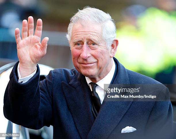 Prince Charles, Prince of Wales attends a Memorial Service for Gerald Grosvenor, 6th Duke of Westminster at Chester Cathedral on November 28, 2016 in...