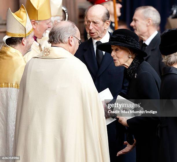 Prince Edward, Duke of Kent and Princess Alexandra attend a Memorial Service for Gerald Grosvenor, 6th Duke of Westminster at Chester Cathedral on...