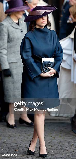 Princess Eugenie attends a Memorial Service for Gerald Grosvenor, 6th Duke of Westminster at Chester Cathedral on November 28, 2016 in Chester,...