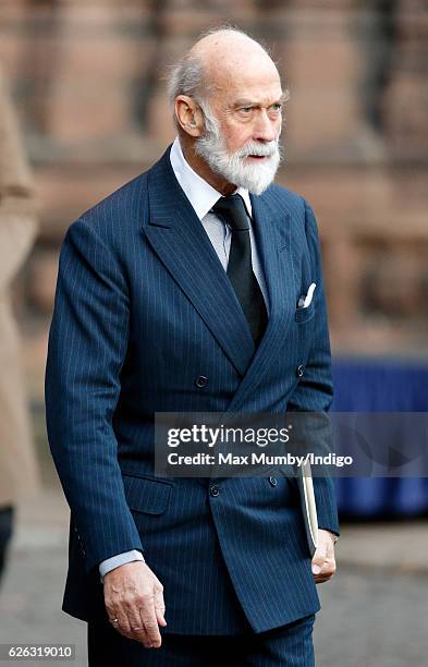 Prince Michael of Kent attends a Memorial Service for Gerald Grosvenor, 6th Duke of Westminster at Chester Cathedral on November 28, 2016 in Chester,...