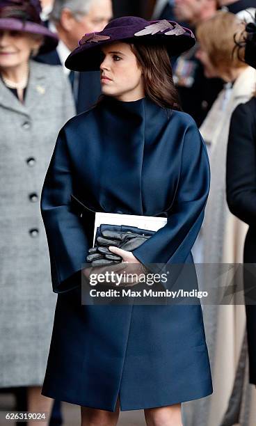 Princess Eugenie attends a Memorial Service for Gerald Grosvenor, 6th Duke of Westminster at Chester Cathedral on November 28, 2016 in Chester,...