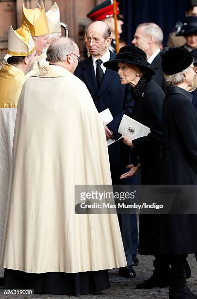 Prince Edward, Duke of Kent and Princess Alexandra attend a Memorial Service for Gerald Grosvenor, 6th Duke of Westminster at Chester Cathedral on...