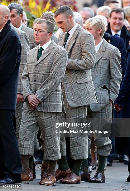 Game Keepers attend a Memorial Service for Gerald Grosvenor, 6th Duke of Westminster at Chester Cathedral on November 28, 2016 in Chester, England....